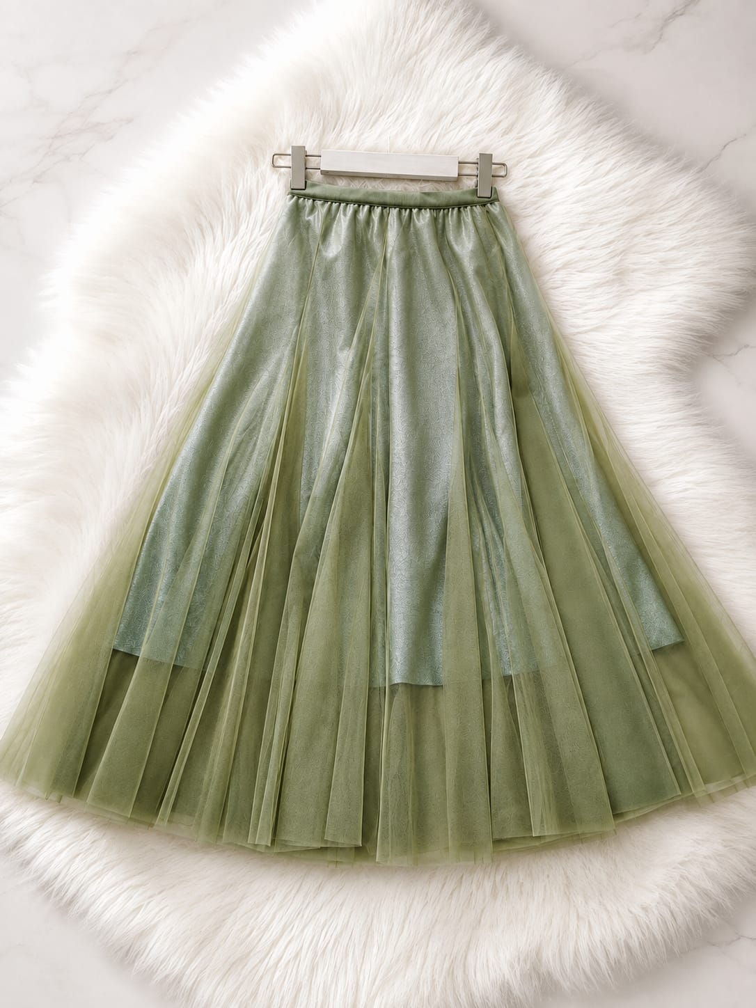glittering lace 3-layered lined skirt