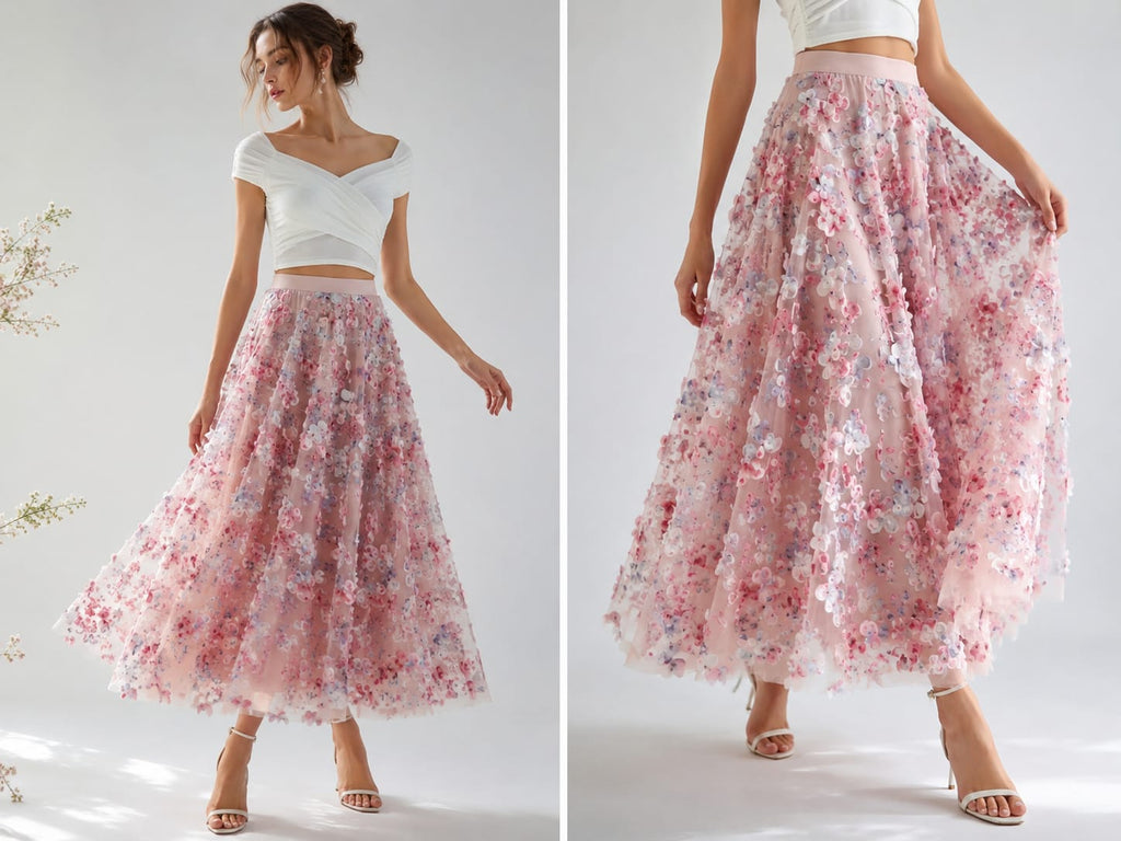 3-D Floral Skirt