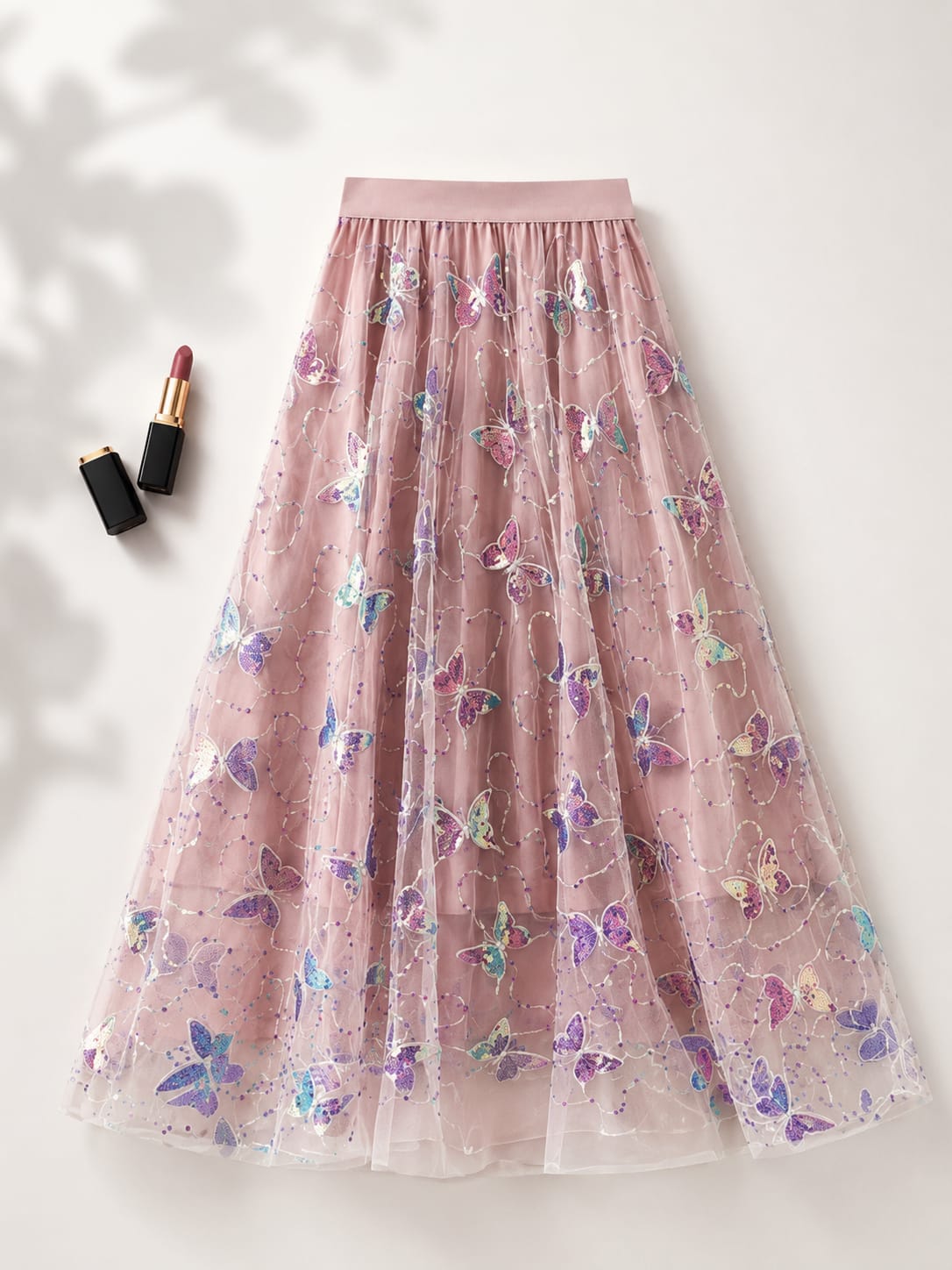 Elegant Luxury Butterfly Sequins Summer Skirt